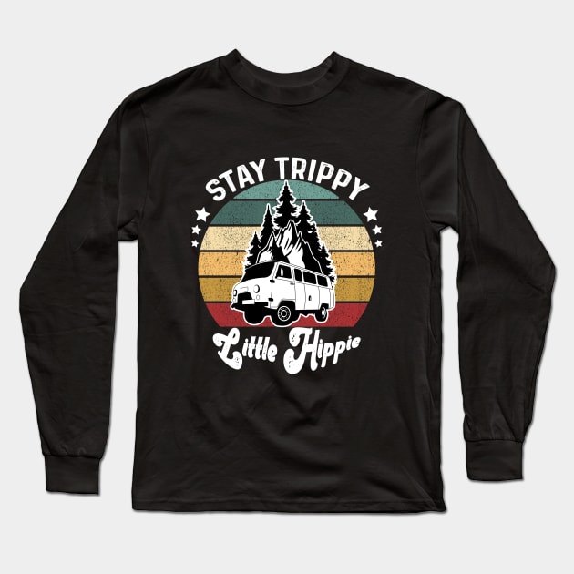 Vintage Retro Stay Trippy Little Hippie Hippies Hippy Gift Long Sleeve T-Shirt by Peter smith